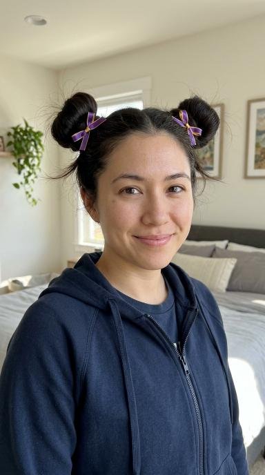 Space Buns With Ribbons