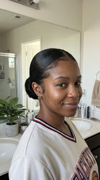 Slick Low Bun With Laid Edges