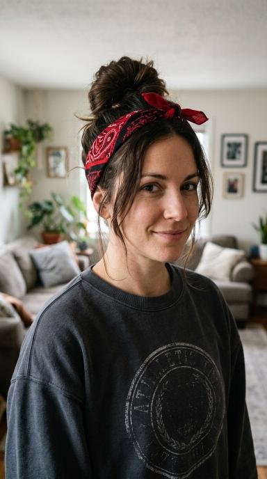 Top Knot With a Bandana