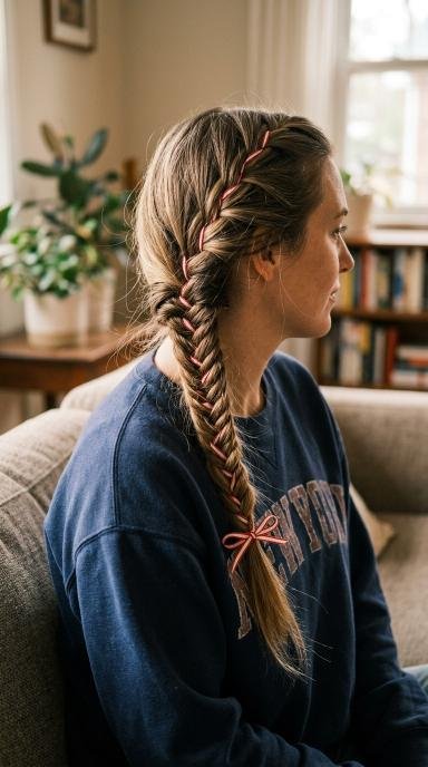 Fishtail Braid With Ribbon