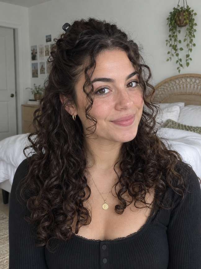 Half-Up Half-Down Curly Style