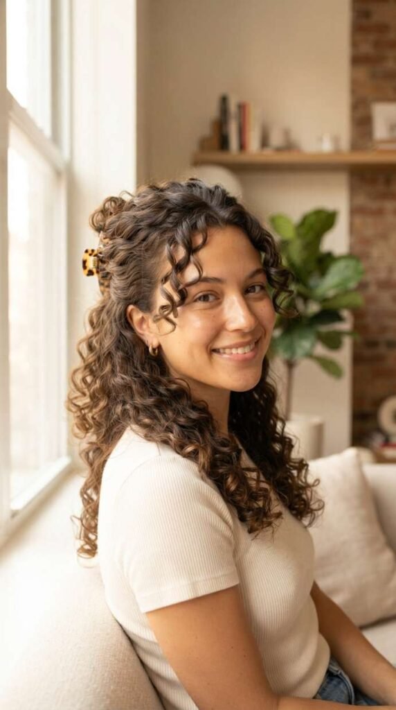 Half-Up Style With a Claw Clip