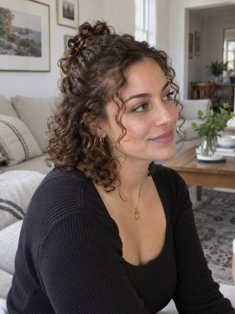 Half-Up Style With a Claw Clip