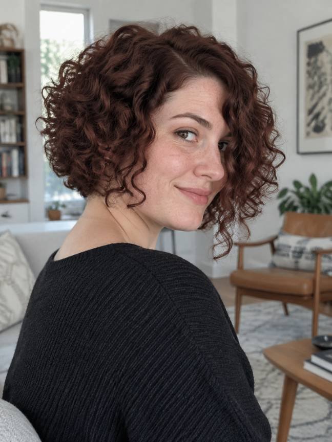 Inverted Curly Bob for Extra Shape