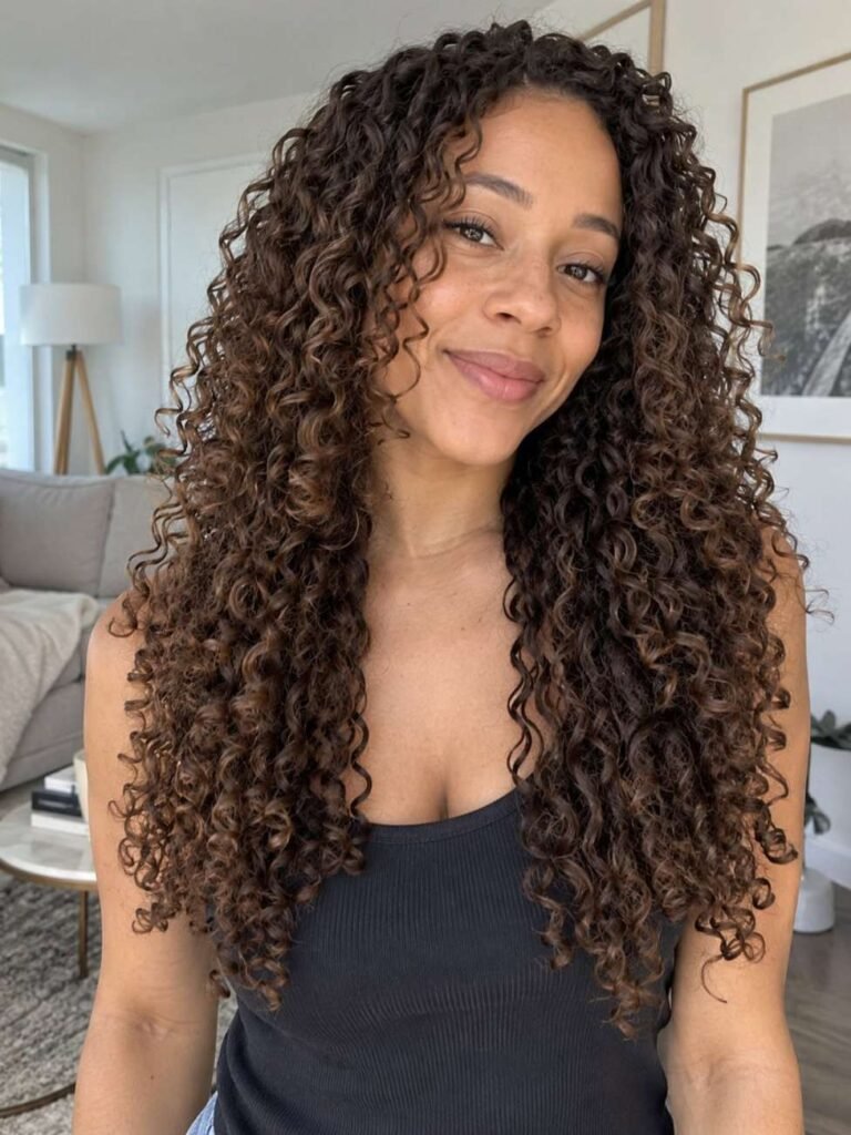 Long Layered Curls for Natural Movement