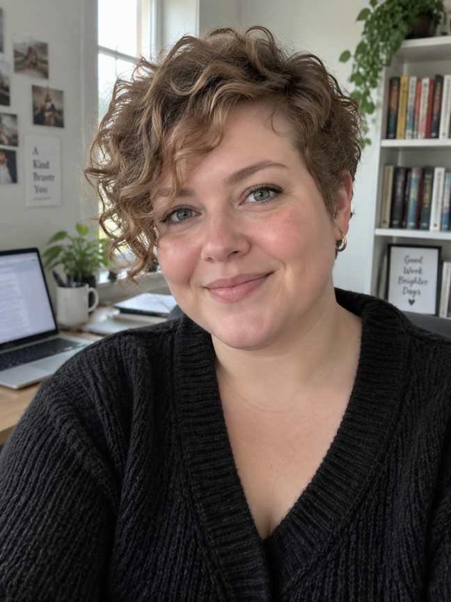Long-Top Curly Pixie With Side-Swept Fringe