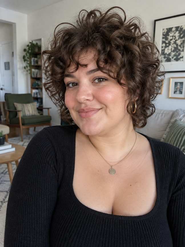 Short Curly Shag With Crown Lift