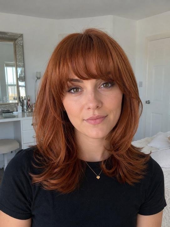 Shoulder Length Layered Hair With Bangs