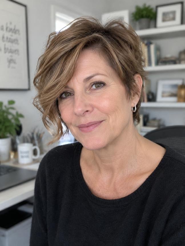 Side-Swept Bangs with Short Waves