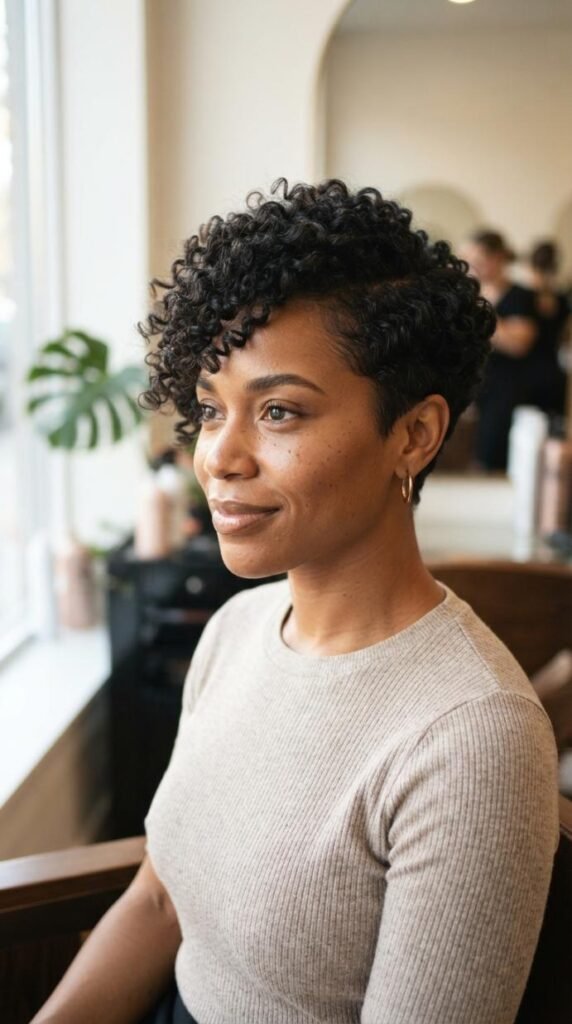 Side-Swept Curly Crop