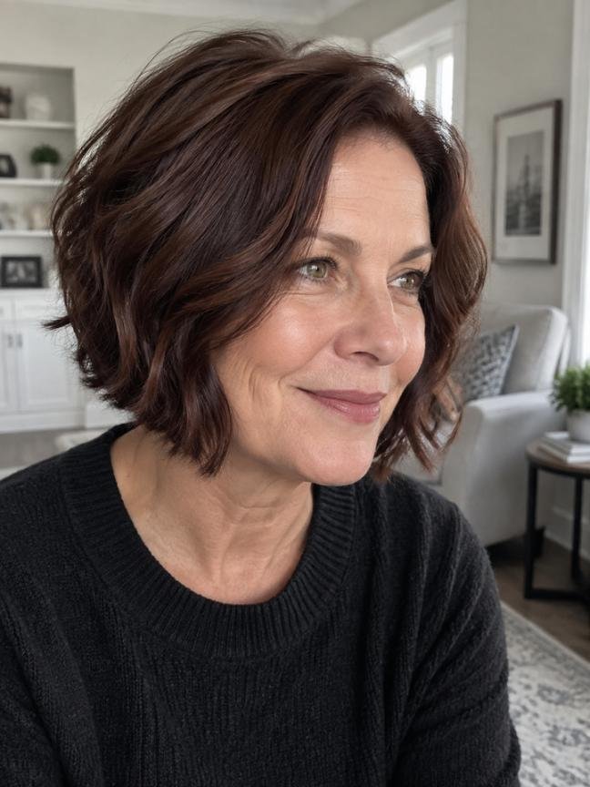 Wavy A-Line Bob with Graduated Shape