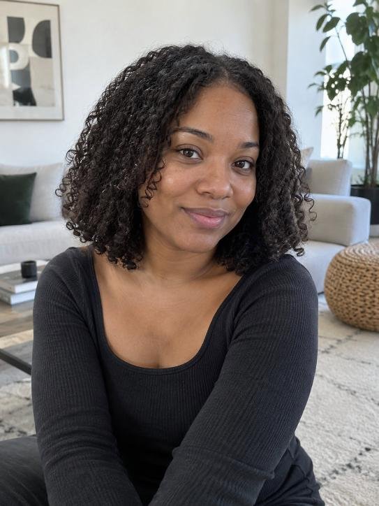Blunt Lob on Fine Natural Curls