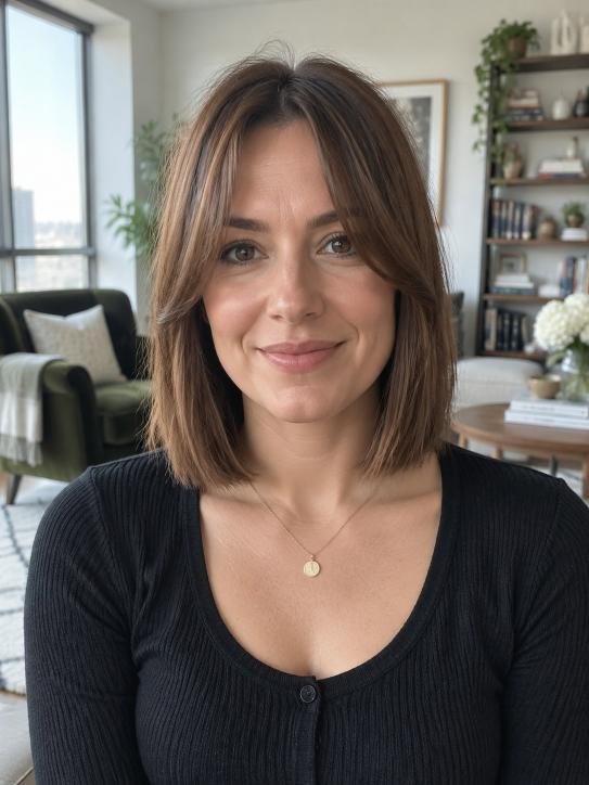 Blunt Lob With Curtain Bangs