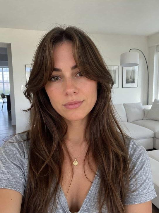 Classic Cheekbone-Length Curtain Bangs