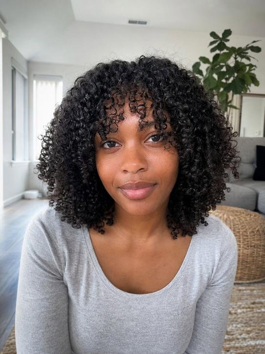 Curly Curtain Bangs
