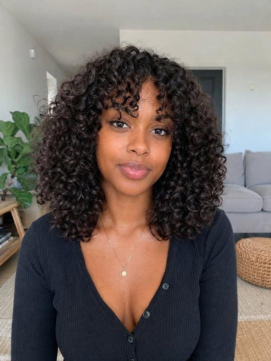 Curly Layers With Curly Bangs