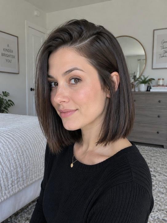 Deep-Side-Part Blunt Lob