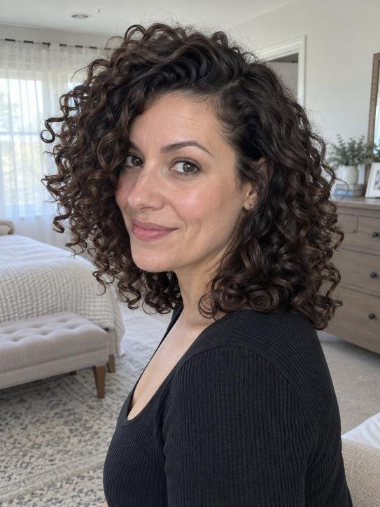 Deep-Side-Part Defined Curls