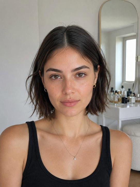 Middle-Part Choppy Bob