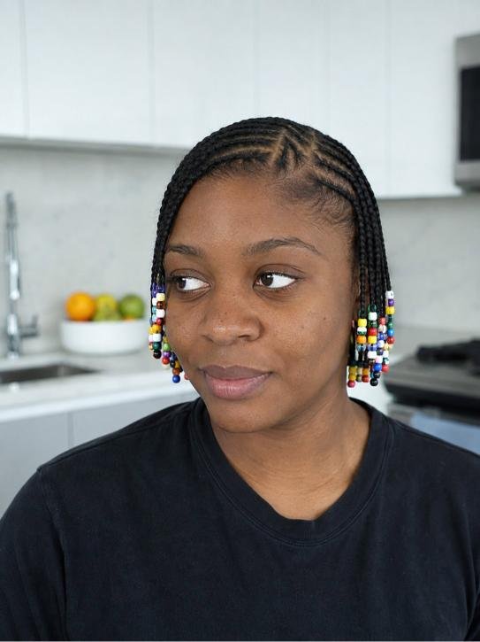 Short Cornrows With Beads