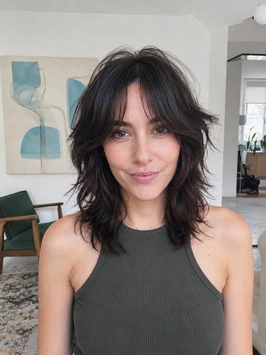 Wolf Cut With Wispy Curtain Bangs